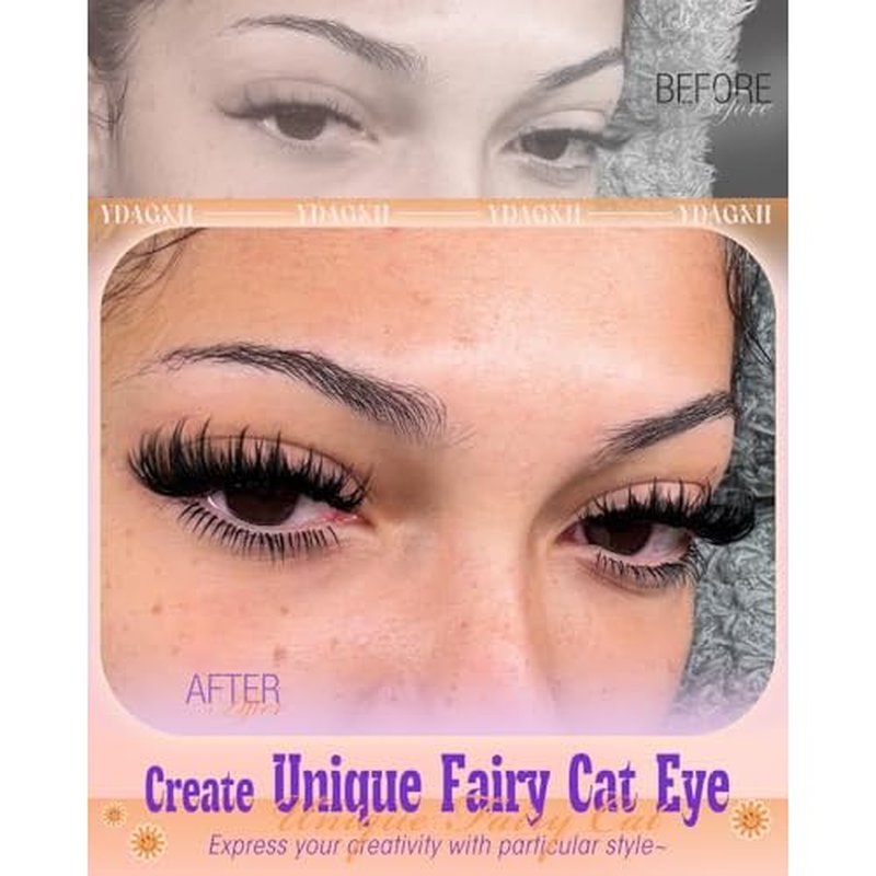 80D Lash Clusters with Spikes Unique Spiky Cat Eye Lashes Fairy Anime Eyelash Clusters Wispy Manga Cluster Eyelash Extensions 9-18mm 120Pcs Natural Volume Individual Lashes Ultra-Thin Band