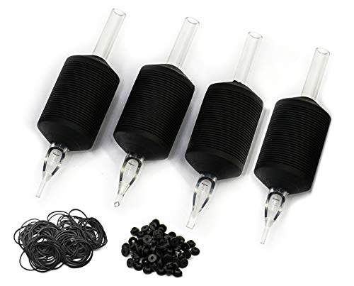 BEZTAT 25mm (1 Inch) Ultra Premium Clear Disposable Tattoo Tube with Black Silicone Grip 3RT - 25 Pack