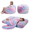 COMAX Rainbow Unicorn Kids Bean Bag Chair 3-in-1 Bed, 29.5"x29.5"x18.5" Multi-Color