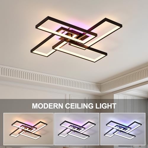 ZAITINZ Black 26in Dimmable Modern LED Ceiling Light Fixture