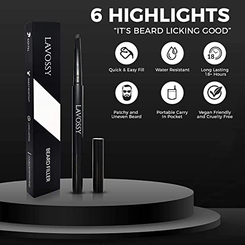 Beard Pencil - Light Brown Pack of 3 - Long Lasting and Easy to Use Pen with Blending Brush for Sleek, Natural, Water/Sweat Proof Results