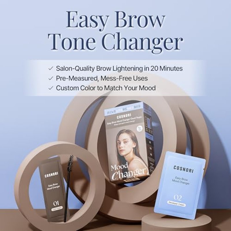 COSNORI Easy Brow Mood Changer Cloud Taupe ? Brow Tinting Kit, Soft Ash Brown Shade, Natural-Looking Brows, Gentle Formula, At-Home Application, 5 Applications