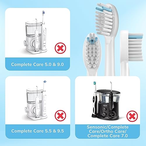 6 Pack Replacement Flossing Toothbrush Heads with Covers for Waterpik Sonic Fusion SF Series - White (Variation: 6p White)