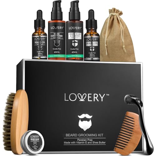 Men's Beard Grooming Kit with Black Variation - Oil, Balm, Wash, Brush & More