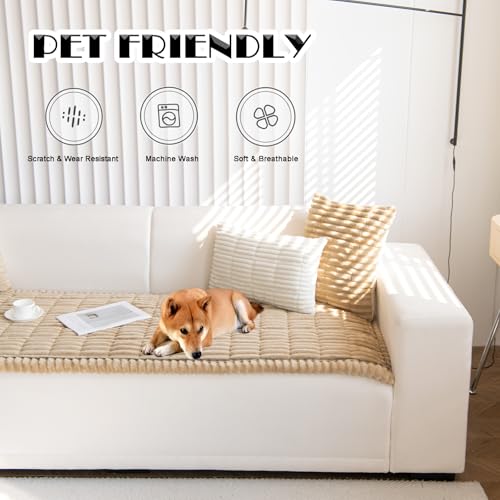 ZQFFB Washable Non-Slip Pet Sofa Cover for Dogs, Coffee, 27.6x82.7 inches
