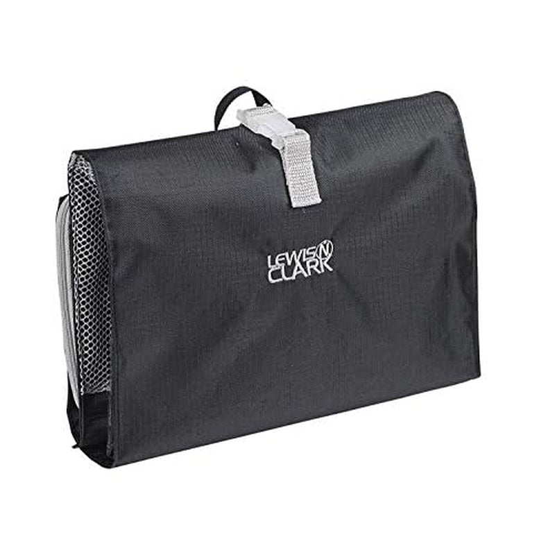Lewis N. Clark Hanging Toiletry Bag for Travel Accessories, Shampoo, Cosmetics + Personal Items with Waterproof Compartment and Folding Design, Black