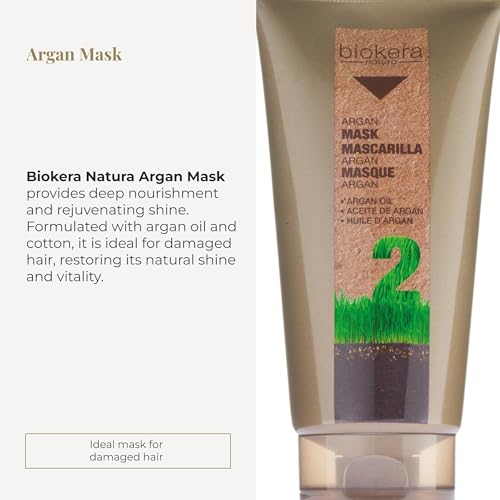 SALERM - Hair Mask - Argan Mask Biokera Natura - 200 ml - for Damaged Hair - with Argan and Cotton Oil - Deep Hydration - Helps Mantain Hair's Natural Vitality