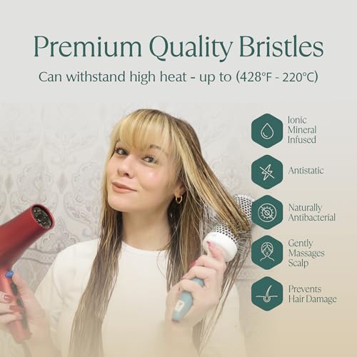 Extra Large Ceramic Ion Round Hair Brush 2.5 Inch Barrel for Voluminous Blow Drying - Lightweight Styling Tool