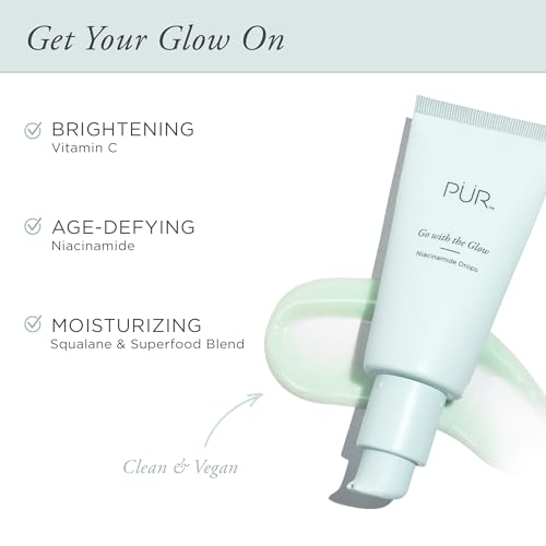 P?R Go with the Glow Niacinamide Drops, Improves Skin Hydration, Reduces Redness, Vitamin C, Cruelty, Paraben & Gluten Free, 1 oz.