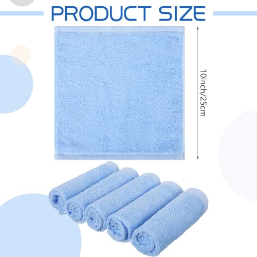 Blue Cotton Face Wash Cloths Set - 40 Pieces, 10x10 Inches, Reusable, Soft