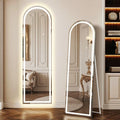 White Arched Full Length Mirror with LED Lights - 56x16 Inch Dimmable Vanity Mirror