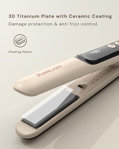 ANNLARY Mini Travel Hair Straightener with LED Display & Ionic Care