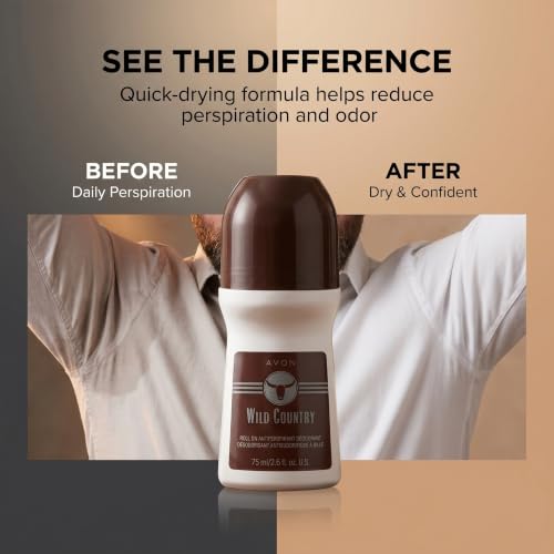 AVON Wild Country Men's Roll-On Deodorant 4 Pack - 2.6 oz Each