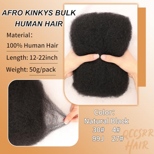 Natural Black Afro Kinky Curly Human Hair 16 Inch 50g Pack for Braiding & Dreadlocks - Variation of THIS listing