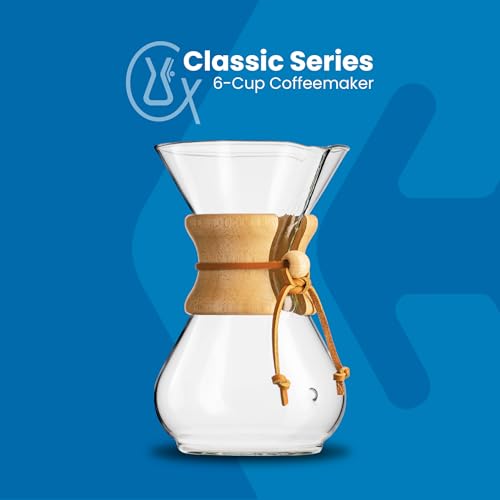 Chemex 6-Cup Classic Series Coffee Maker Bundle with 100 Square Filters