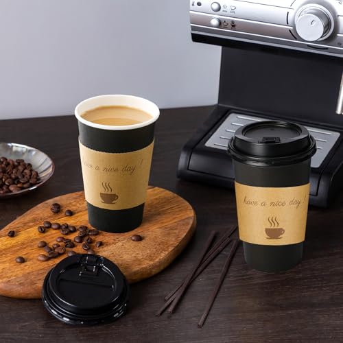 Lamosi 12oz Disposable Coffee Cups with Lids - Pack of 500, To-Go Paper Cups