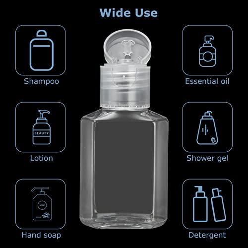 100PCS 1oz Travel Plastic Bottles with Flip Cap - Refillable Cosmetic Containers