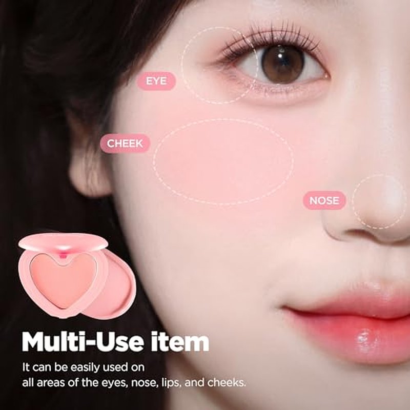 lilybyred Luv Beam Cheek Balm | Heart-Shaped Korean Cream Blush, Semi-Matte Finish, Long-Lasting, Blendable & Buildable, Soft Creamy Texture, Lightweight, Natural Flush, 0.12 oz. (02 Innocent Pink)
