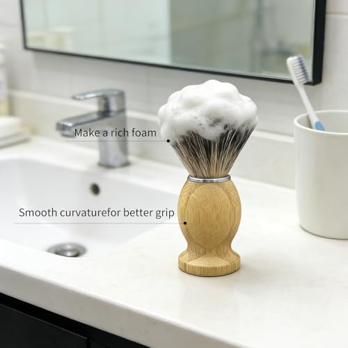 Men's Shaving Kit with Badger Brush, Bamboo Bowl & Stand - Wet Shaving Set