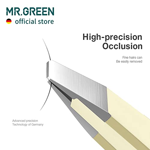 MR.GREEN Curve Handle Eyebrows Tweezers Professional Fine Hairs Removal Puller Makeup Tools Stainless Steel Beauty Clips Removal (Light Yellow)