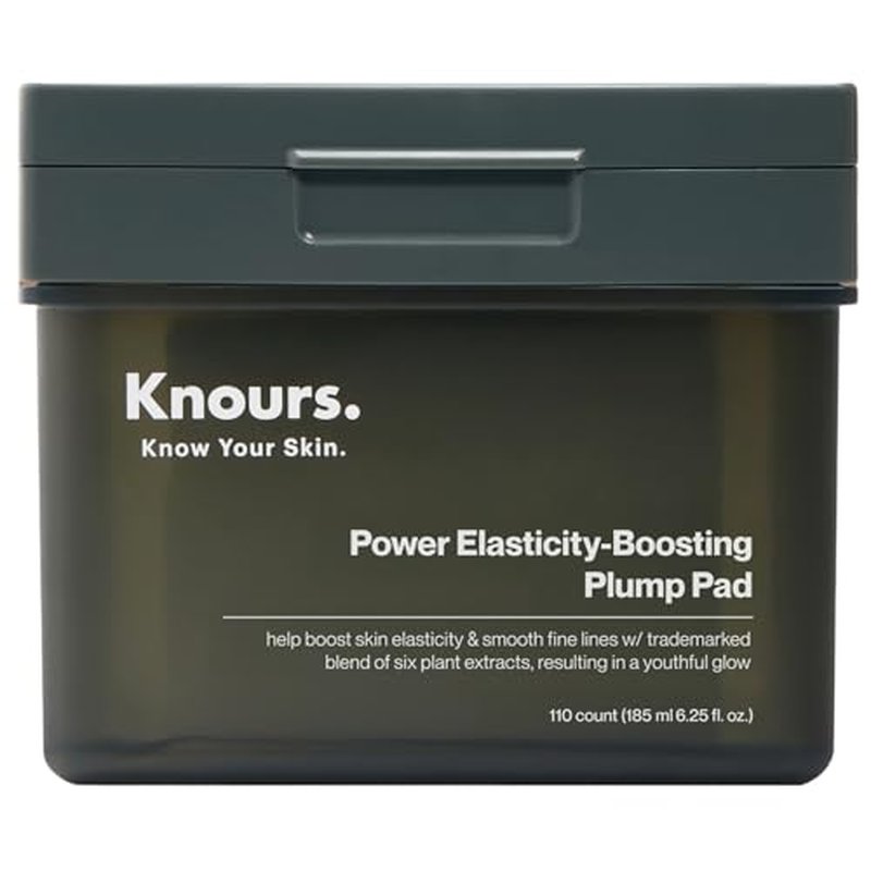 Knours Plump Pad | Natural Plant | Smooth Lines, Firming, Elasticity | Collagen Support | 2-in-1 Toner Pad + Face Mask | Holy Basil | Power Elasticity-Boosting | All Skin | 110 Count | 185ml/6.25oz