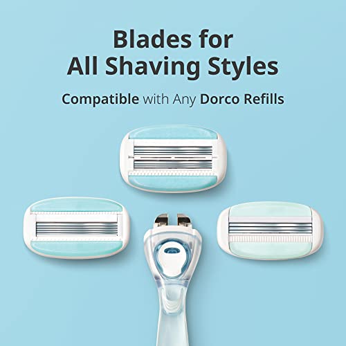 Women’s Razor Set with Handle and 6 Blade Refills - Close Contact Shave - Variation of EVE6 1 Handle + 6 Refills