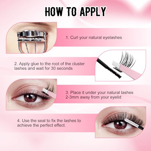 Lash Clusters DIY 4 Styles Cluster Eyelash Extensions with Thin Band Wispy Lashes Clusters D Curl Eyelash Clusters 8-16mm by FADLASH(F1+F3+C3+K001, 8-16mm)