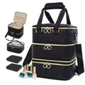 3 Layers Nail Polish Organizer Bag - Holds 60 Bottles,Portable Travel Case with Shoulder Strap,Nail Tech Kit Storage,Versatile Cosmetics Case,Detachable,Waterproof,Gifts for Women