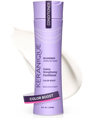 Keranique Color Boost Scalp Revitalizing Conditioner 8 fl oz - Sulfate-Free, Color-Safe, UV Protection for Fine & Thinning Hair