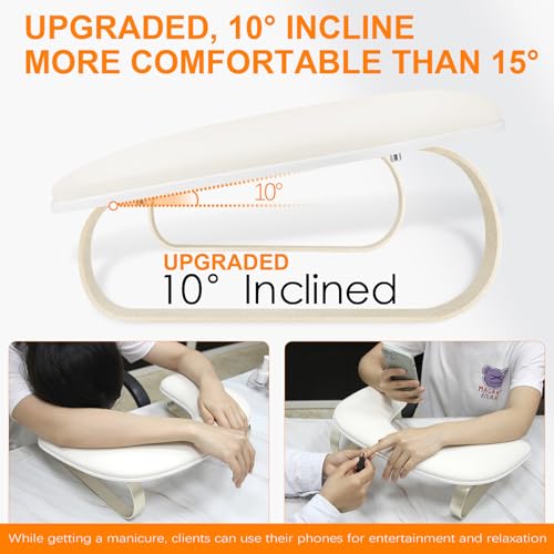 Arm Rest for Nails Tech Upgraded 10¡Æ Inclined, U-Shaped Manicure Nail Arm Rest Stand, Nail Armrest for Nail Tech Hand Rests with Aluminum Alloy Holder Non-Slip