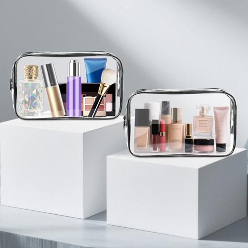 12 Pack Black Clear Travel Toiletry Bags TSA Approved Waterproof Cosmetic Organizer