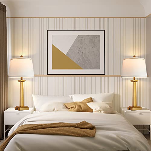 ROTTOGOON 29-Inch Gold Modern Table Lamps Set of 2 with USB Charging, 3-Color Temp Nightstand Lamps