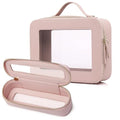 Clear Makeup & Brush Bag Set - Slim Travel Toiletry Organizer with Handle