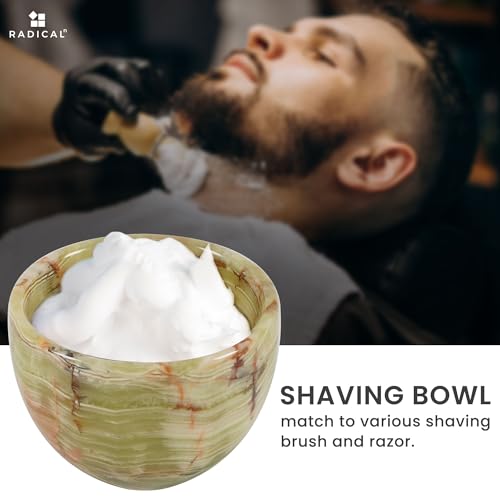 Radicaln Marble Shaving Bowl 3" Inch Green Onyx Handmade Soap Dish for Shaving Cream & Shave Soap, Barber Supplies Stone Bowl for Men¡¯s Grooming Accessories