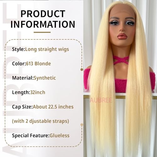 Blonde Lace Front Wig Long Straight Synthetic Hair for Daily & Cosplay - Aubree 613