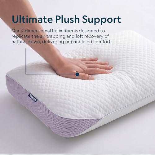 Vesta PurpleZen Eco-Luxe Down Pillow Medium Profile 4.5" Supportive Plush Support for Back Stomach or Side Sleepers