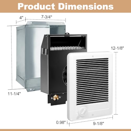 Wall Mounted Electric Heater with Thermostat - Deep White