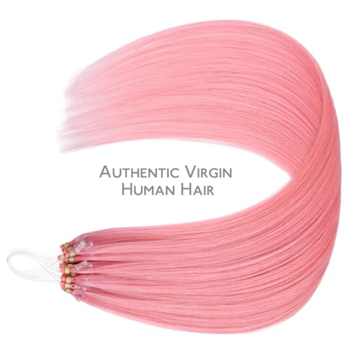 Peach Pink Micro Link Hair Extensions 16 Inch, 25g, 25 Strands, Human Hair