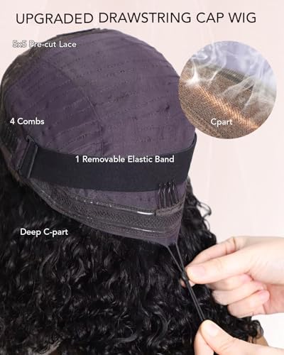 10 Inch Curly Bob Human Hair Wigs Glueless Pre Plucked Natural Color - 300 Density