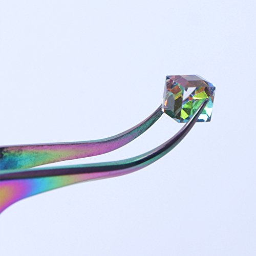 WOKOTO Nail Tweezers And Scissors Kit Straight Curved Rainbow Stainless Steel Precision Tweezers Set For Nail Art Sticker Rhinestone Eyelash Extensions Picker Tools