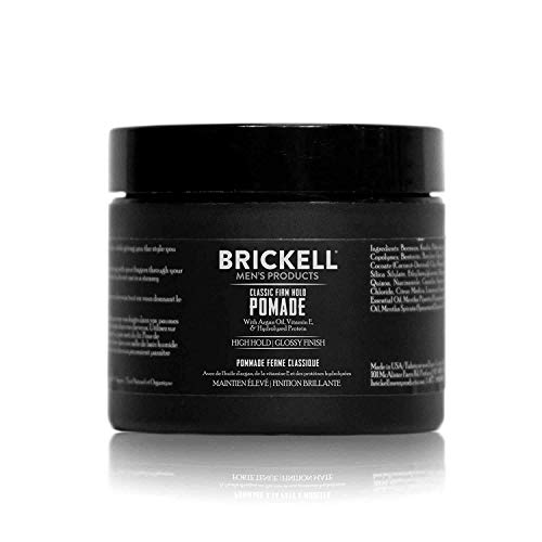 Brickell Men's Hair Styling Pomade - Strong Hold, High Shine, Water Soluble, 2 oz