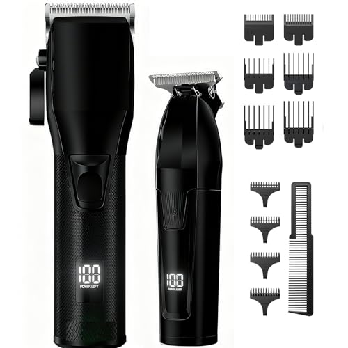 Professional Hair Clippers for Men Beard Trimmers Set Grooming Kit with LCD Display Cordless Electric Trimmers Gift for Men Women Barber Kid(Black)