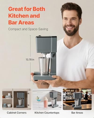 150W Milkshake Maker with Dual Speeds & Stainless Steel Cup - Home & Kitchen