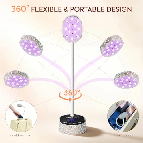 UV LED Nail Lamp 36W ? Mini Cordless Flash Cure Gooseneck UV Light for Gel X Nails, Portable USB Rechargeable Nail Dryer with Auto Sensor, 4 Timers & LCD Display for DIY Home Manicure (Diamond)