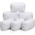 White Seersucker Cosmetic Bags Set of 6 - Striped Zippered Travel & Makeup Pouches - Sanwuta