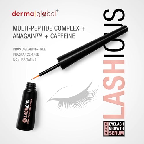 LASHious¢â Advanced Lash Growth Serum | Multi-Peptide Complex with Anagain¢â, Biotin, Panthenol & Caffeine, Red Clover Flower Extract | Prostaglandin-Free & Non-Irritating Formula | 3mL