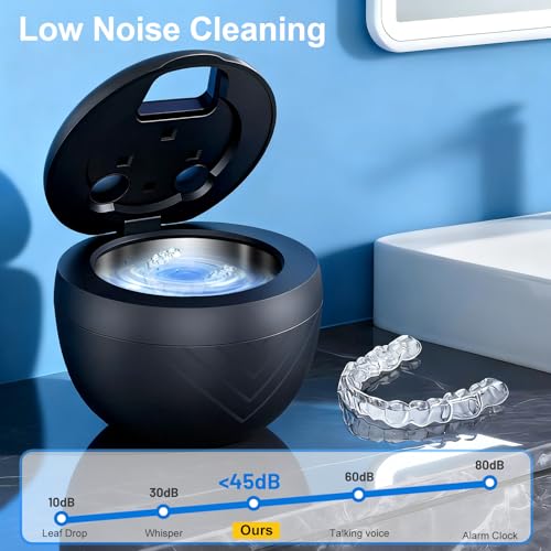Black Upgraded Ultrasonic Retainer Cleaner Machine 45kHz for Dentures & Mouth Guards