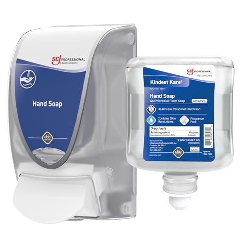 SC Johnson Professional Kindest Kare Advanced Hand Soap Starter Kit with Soap Dispenser and 1L Soap Cartridge for Hospital, Medical and Professional Use