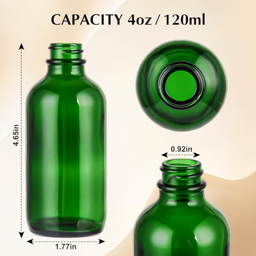 Green UV 4oz Glass Travel Bottles with Leak-Proof Lid - Packaging for Essential Oils & Skincare