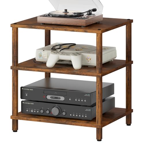 3-Tier Wooden Media Player Stand - Brown Modern TV & Game Console Cabinet Variation 1